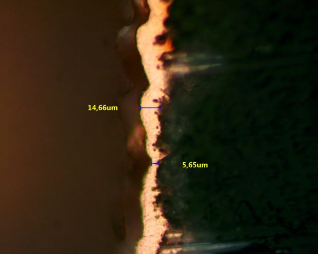 Copper thickness , camada baixa